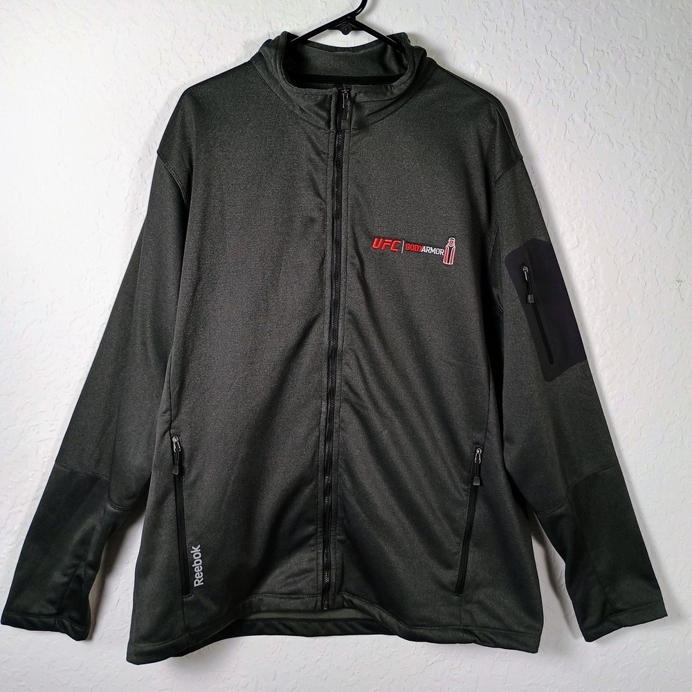 UFC Jacket Mens XL Gray MMA Reebok BodyArmor Training Softshell Full Zip‎ Warmup